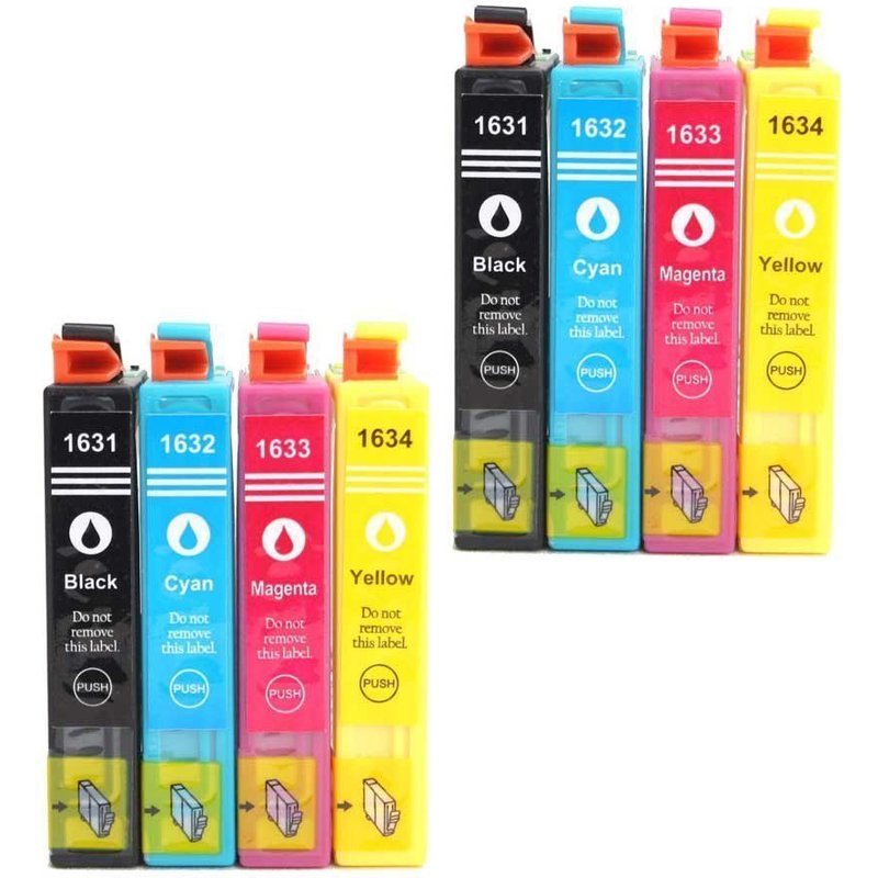 8x Cartouches d'encres compatible pour (T1636 XL) T1631XL 1632XL 1633XL 1634XL Avec Puce , Epson WorkForce WF2010 W, WF2510 WF, WF2520 NF, WF2530 WF, WF2540 WF (BK,C,Y,M)