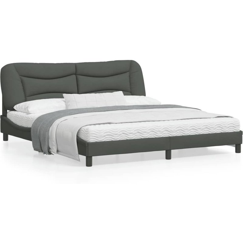 Vidaxl Cadre De Lit Avec Lumières Led Gris Foncé 180x200 Cm Tissu