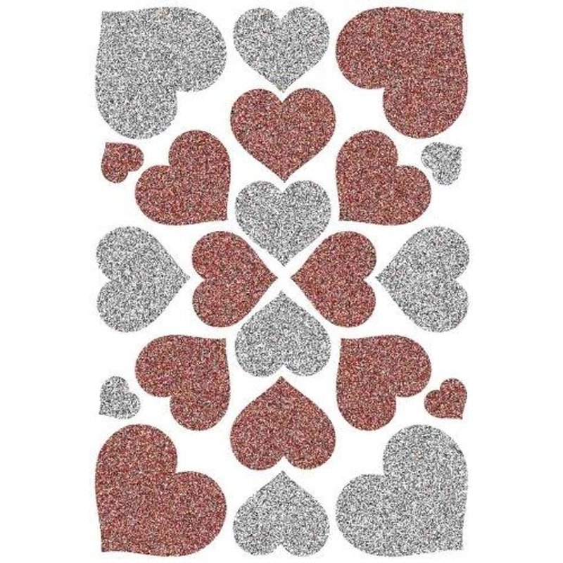 Herma - Sticker Magic Coeurs Rouge Argent 22 Sticks 1 Feuille 85x120mm 6387