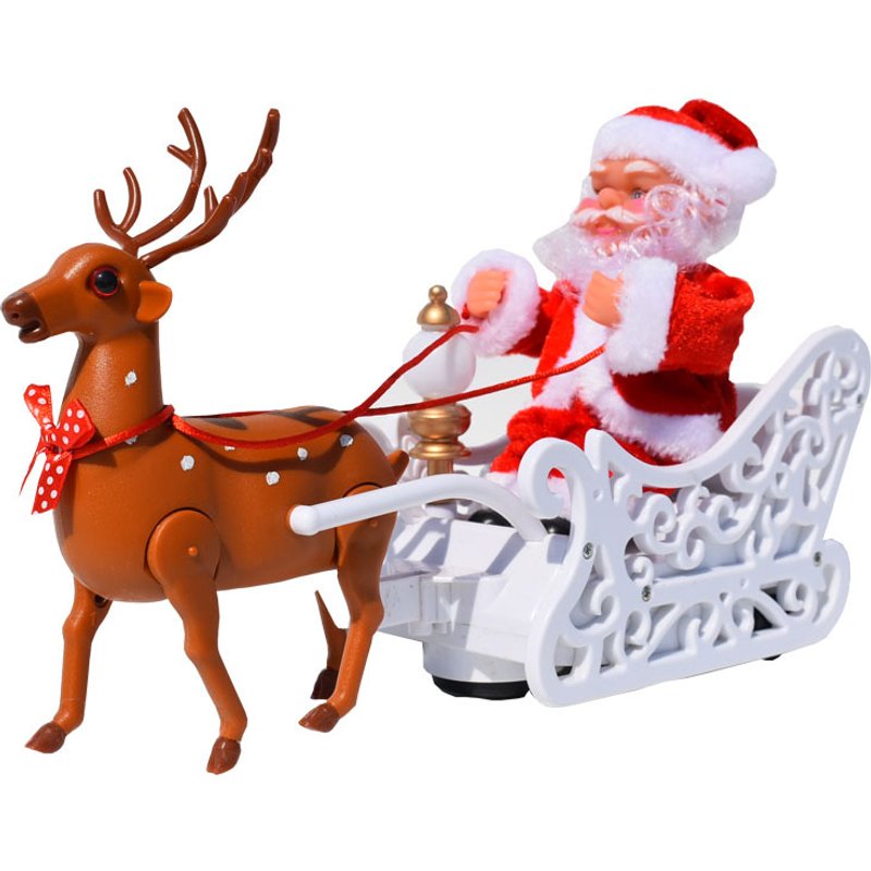 Universal Electric Car with Music Elk Sled Toy Santa Claus Doll Children Kids Christmas Electric Toy Doll Home Xmas Decor Gifts