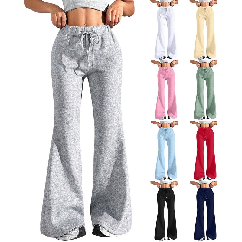 ​​Women’s High-Waisted Micro Flared Sweatpants – Slimming Casual Sports Pants (Light Gray/Pink/Green/Blue/Black/Red/White, S-3XL)​​