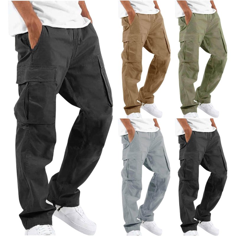 Man's clothing Summer men's overalls drawstring multi-pocket casual pants