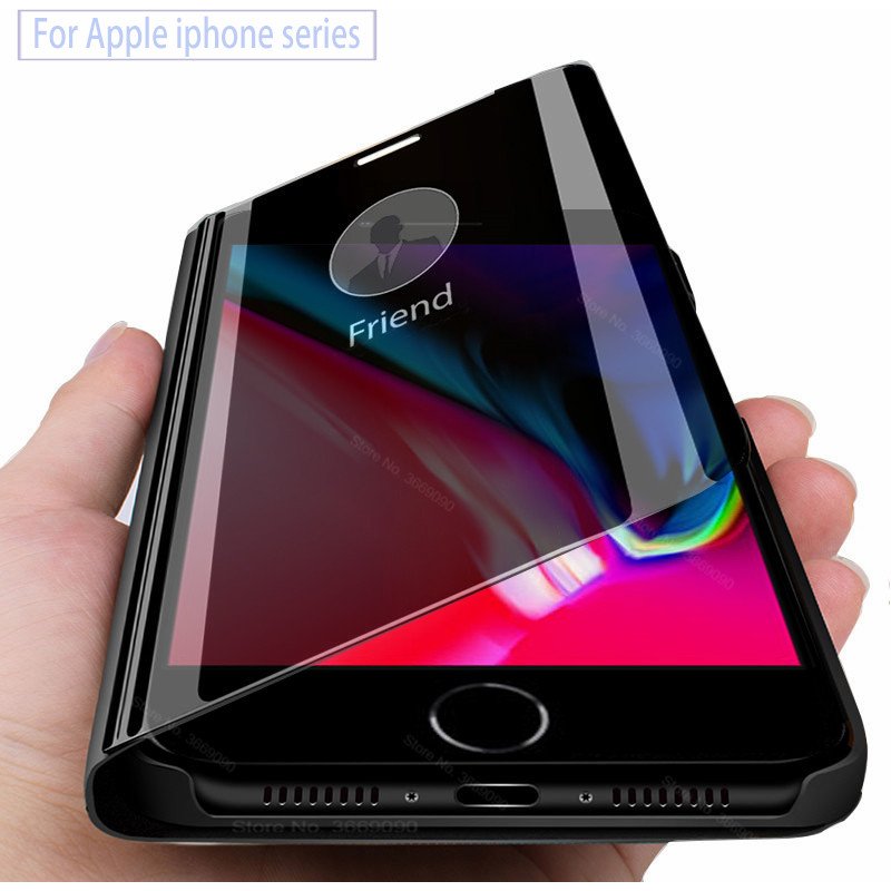 For iphone 8 7 6 Case Luxury Mirror Leather Smart Flip Phone Case for iphone 11 pro max 7 8Plus SE se2 X XS Max XR Cover fundas