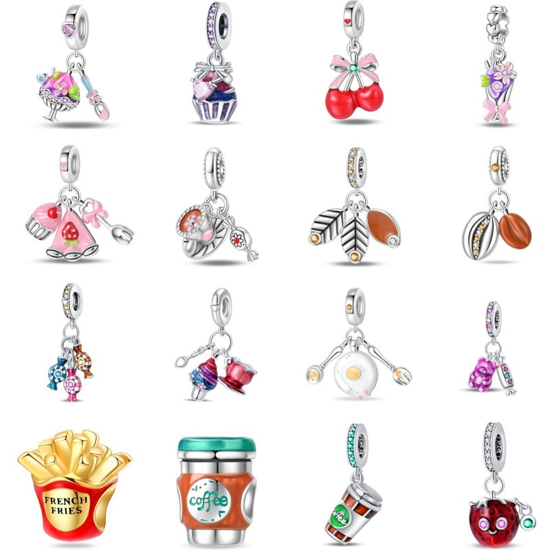 Women's Jewelry DIY Jewelry Beads Accessories Bracelet Copper Plated 925 Silver Coffee Candy Cake