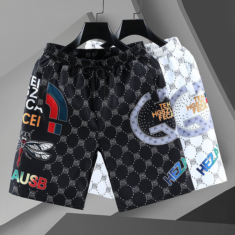 Men's Clothing Couple ice silk shorts men's summer casual versatile five-point pants loose sports quick-drying beach fashion pants