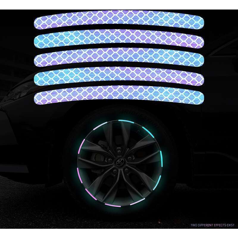 Car Wheel Hub Reflective Seven Color Laser Luminous Tire Anti-collision Sticker With Personalized Creativity, Motorcycle