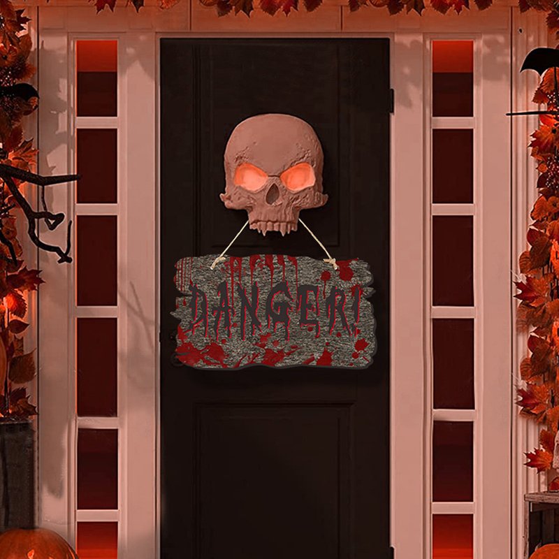 Halloween wooden door number ghost festival haunted house horror atmosphere decoration with blood handprint hanging customization