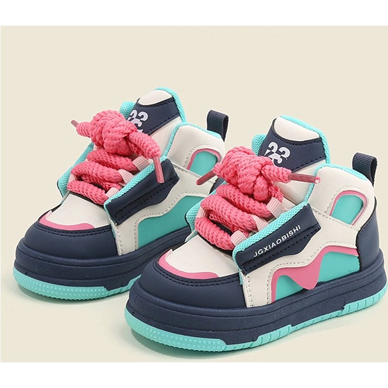 XUANMU Fashion Sport Shoes for Children Casual Shoes Durable Non-slip High Top Mix Color Tenis Shoes Kids Student Flat Heel Sneakers X145B