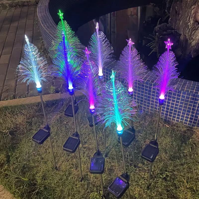 Solar colorful fiber optic atmosphere jellyfish light outdoor garden decoration light garden landscape waterproof ground lawn light