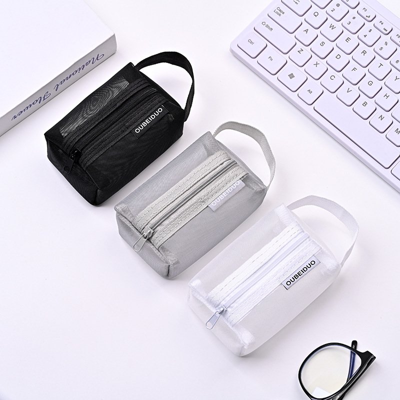 Mini Storage bag simple square mesh portable coin purse key case card holder coin bag transparent storage bag