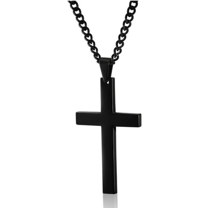 New Minimalist Stainless Steel Cross Necklace Pendant Cccessory With Simple Smooth Chain | Cross Faith Pendant Necklaces