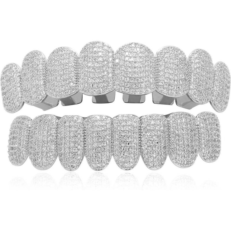 Meisa new micro inlaid eight tooth copper zircon gold braces Grillz cool men's hip hop accessories