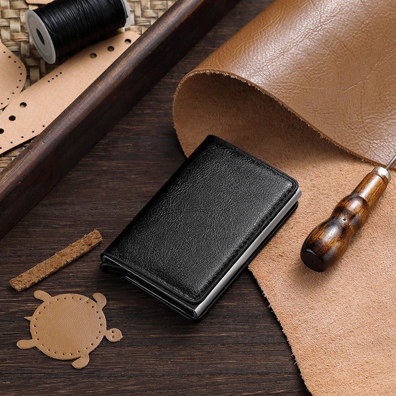 Card Holder Purse Wallets Rfid Shield Anti-theft Brush Ultra-thin Credit Card Aluminum Alloy Card Bag Metal Men's Multi-card Wallet