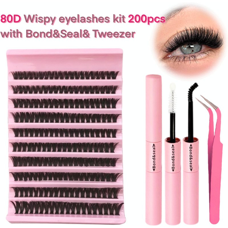 Cross border hot selling 80D eyelashes thick curling 10 rows of large capacity single cluster DIY self grafted segmented false eyelashes