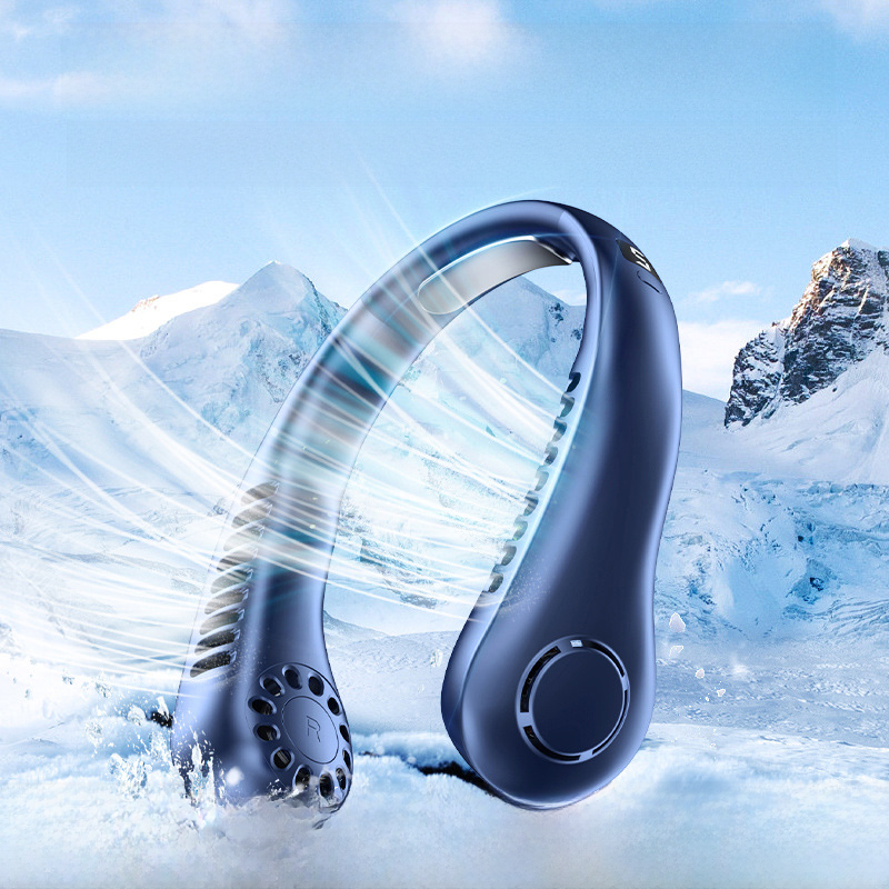 Ice Porcelain Cooling Portable Hanging Neck Fan Intelligent Silent Outdoor Sports Rechargeable Large Wind Bladeless Small Fan