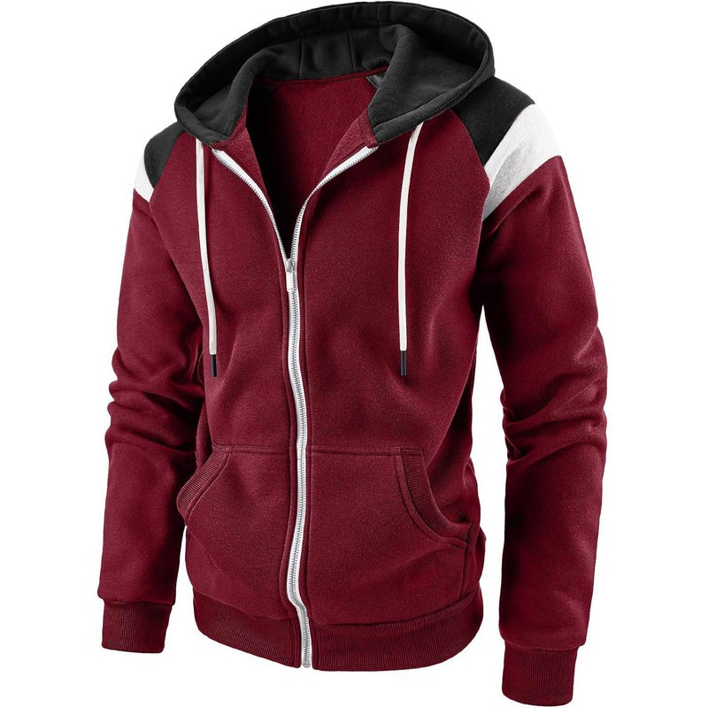 Men's clothing new men's color matching fashion sweatshirt men's casual sports hooded top