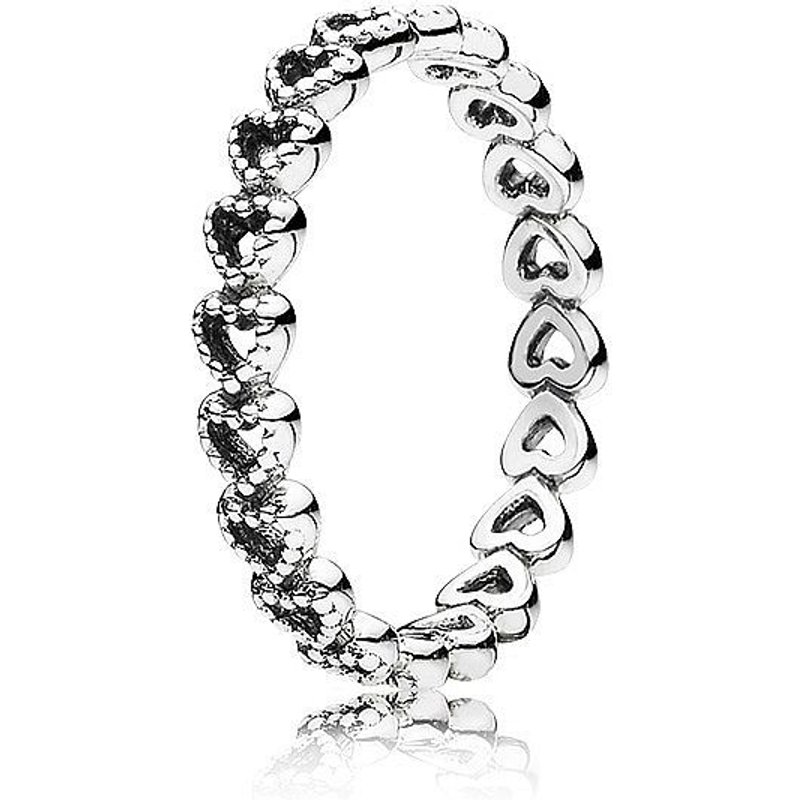 Pan Heart Connected Ring With Love Design, High End Stacking, Sending Girlfriend Fashion Commuting