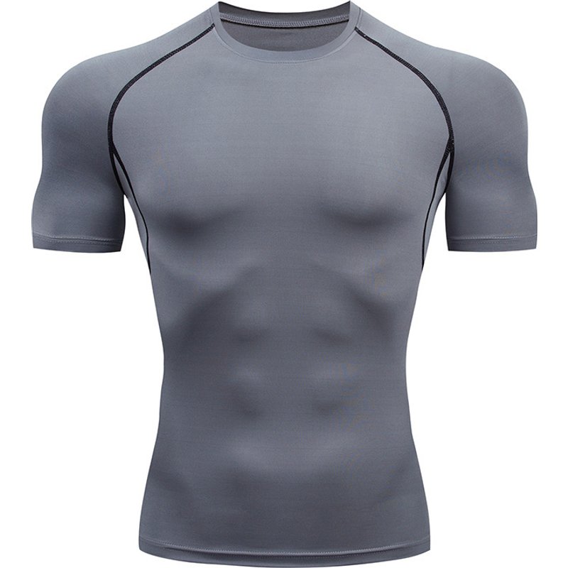 Man's Clothing Sports Tights Fitness Wear Men's Running Basketball Base Shirt Large Size Yoga Sports Wear Round Neck Short Sleeves