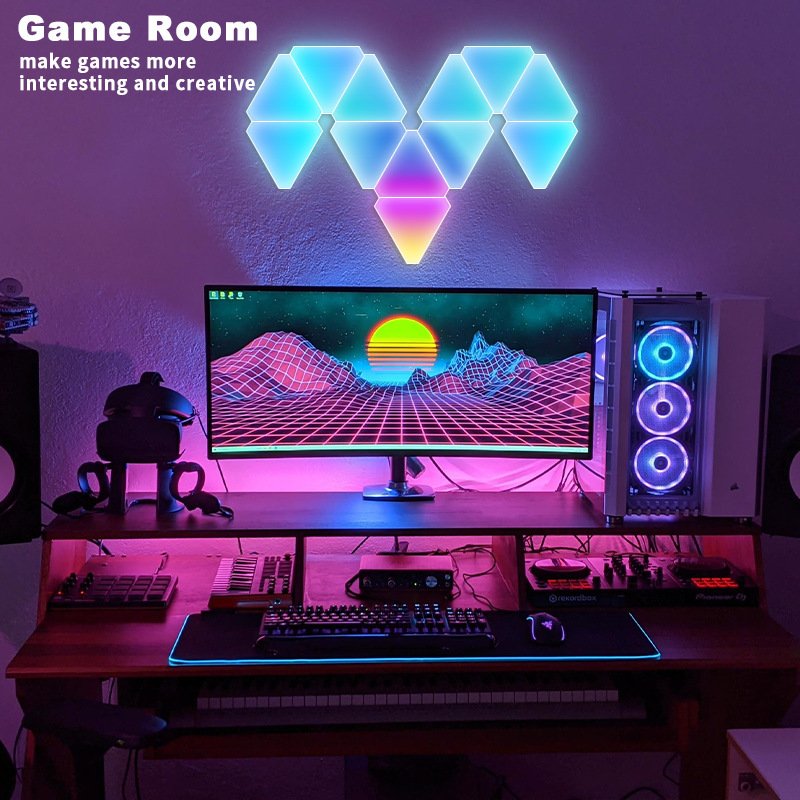 Smart light board, rhythm music, quantum light, triangle light, gaming atmosphere light, wall light, night light