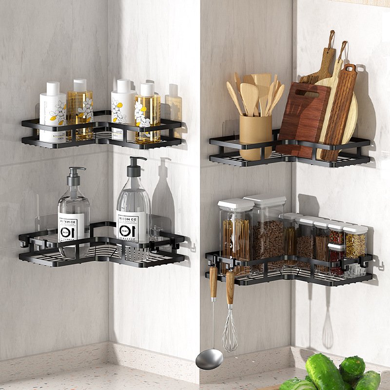 Kitchen Corner Double-layer Shelf Bathroom Triangle Rack Wall Punch-free Toilet Washstand Balcony Toilet