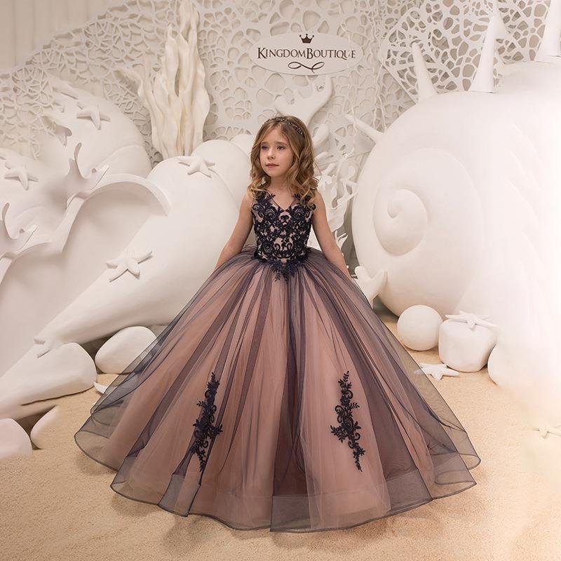 Kid's Clothing girls dress princess dress lace flower girl birthday catwalk floor length puffy skirt children's piano performance dress