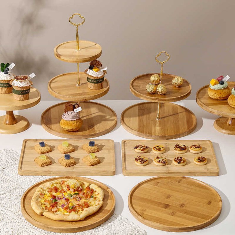 2-Tier Wooden Cake Stand - Premium Dessert Display For Fruits Candy & Pastries - Multi-Level Serving Tray