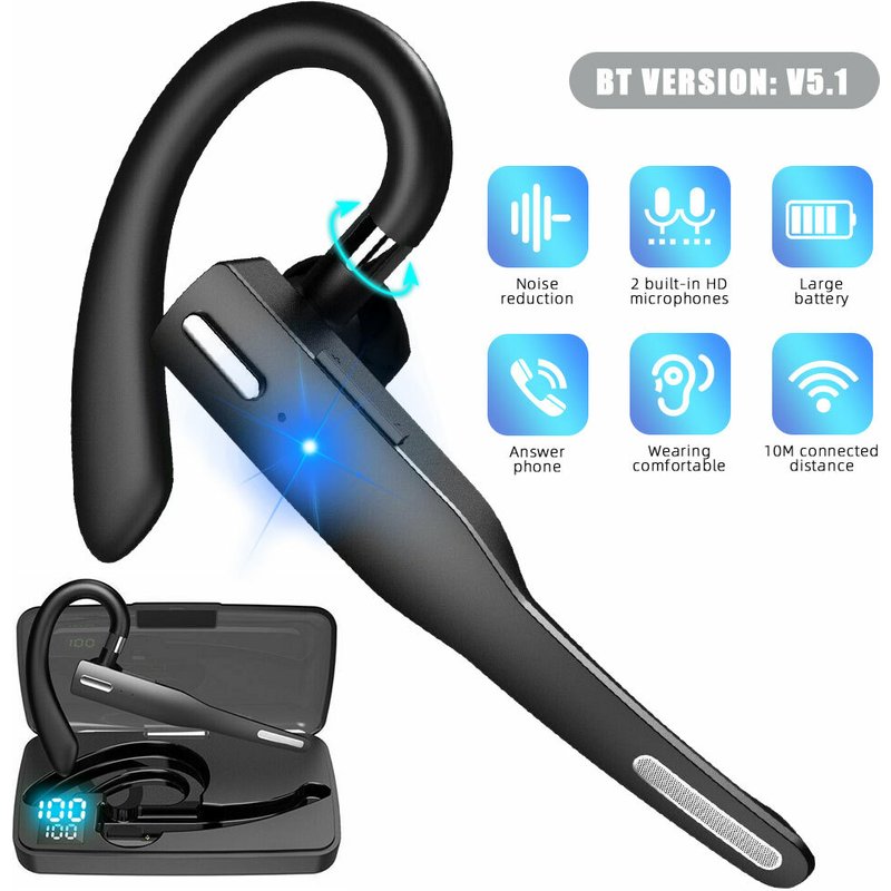Bluetooth Earpiece Headphones Wireless Headset Car Handsfree For IPhone Samsung