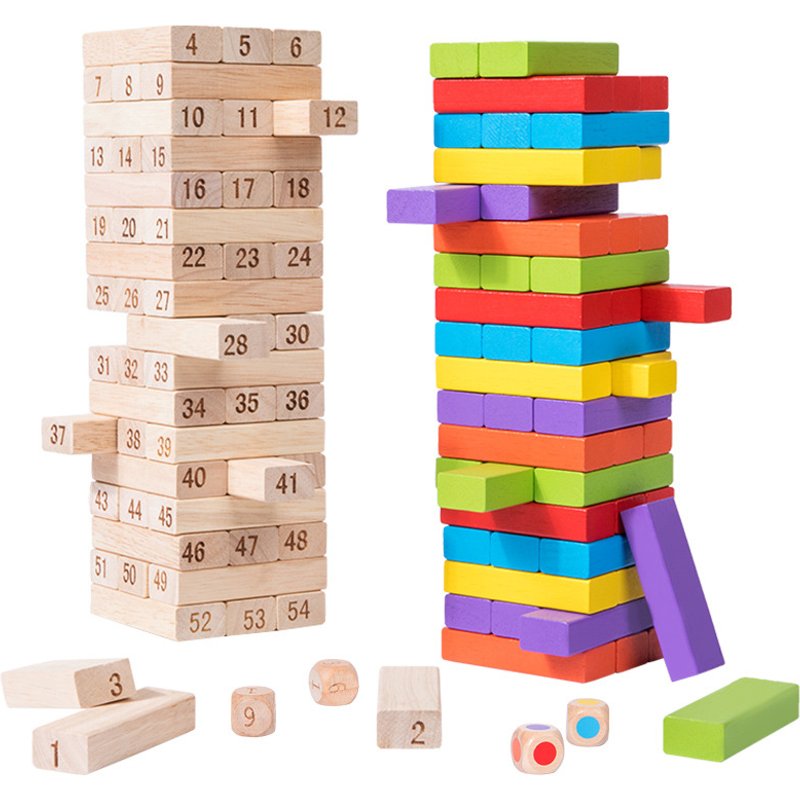 Children's wooden Jenga high balance puzzle Jenga wooden Pusher draw building blocks balance board game toys