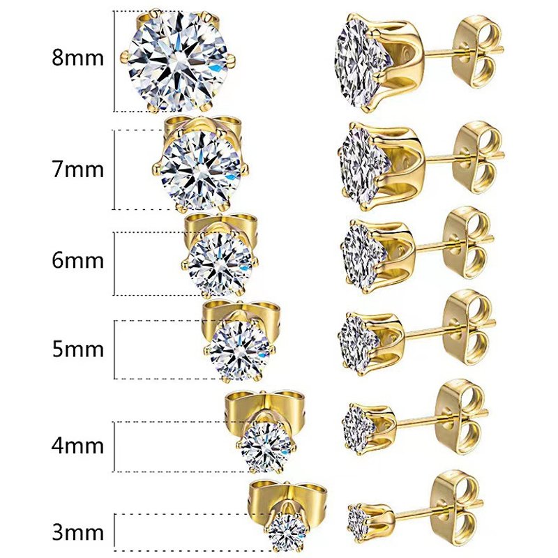 Super Flash Size Zircon Earrings Simple Small Ear Bone Studs Ear Hole Earrings Unisex Advanced Zircon Earrings