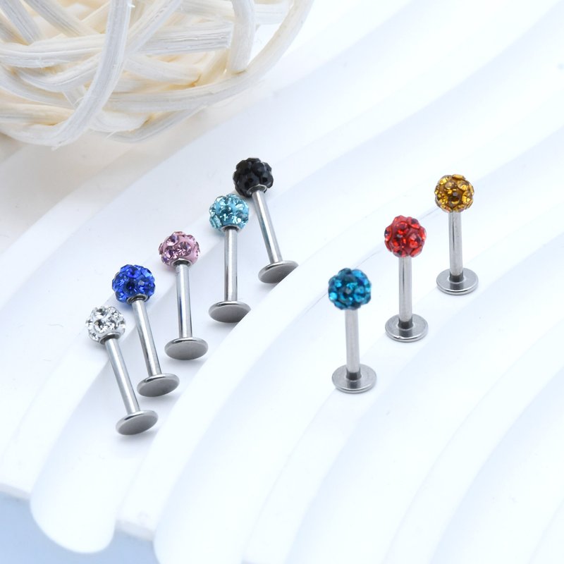 New Mud Ball Full Diamond Shambhala Nose Nails, Small Earrings, Lip Rings, Piercing Accessories
