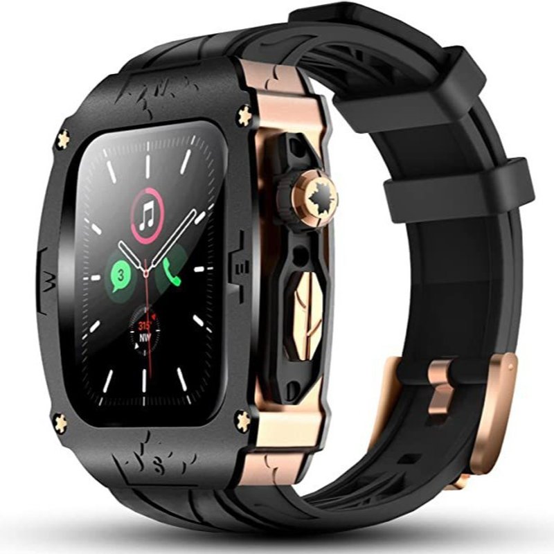 Suitable for Apple Watch integrated strap metal silicone model apple iwatch S9876 strap 44mm45mm