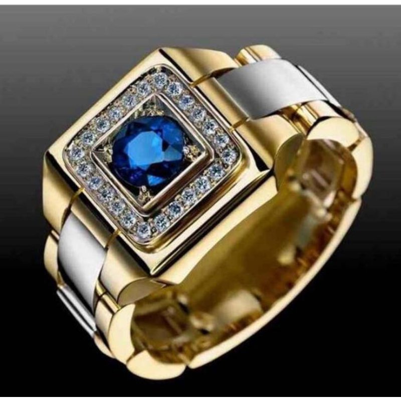 Hip-hop Streetwear Geometric Alloy Plating Inlay Artificial Gemstones Men's Rings