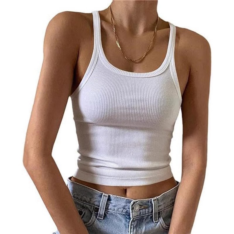 Women's Clothing Vests Summer Hot Girls Wear Thin Vests With Exposed Navel Milk Silk Tops