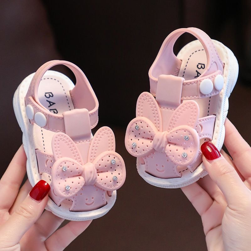 Girls Summer Sandals 0 3 Years Old Small Children Baby Soft Bottom Non Slip Outer Wear Closed Toe Shoes Infant Buckle Toddler Shoes