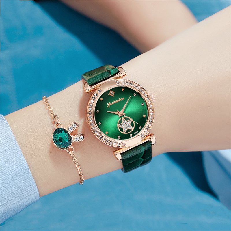 Fashion simple rhinestone women's belt watch glossy belt quartz watch female live hot selling watch female