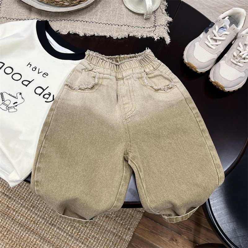 Children's jeans, spring and boys' clothes, baby casual pants, autumn styles, children's gradient color pants