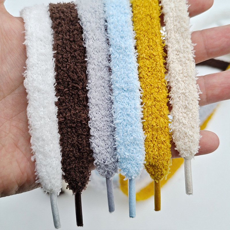 Fuzzy Shoelaces 1.3cm Wide - Soft Plush Laces For Sneakers, Casual Shoes, Hoodies & Caps (120cm/140cm, 13 Colors)