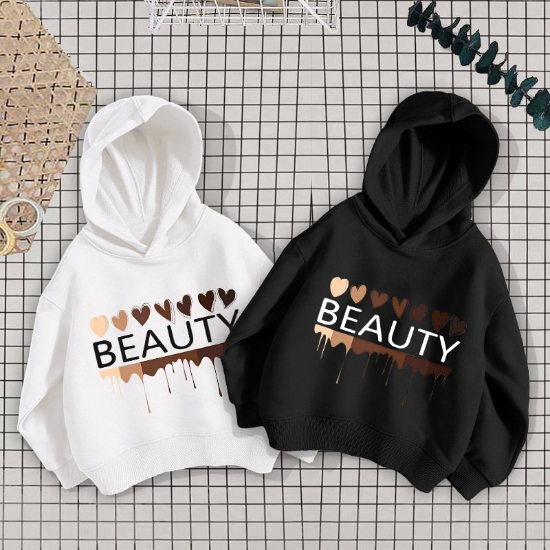 Kid's Clothing Girls sweatshirts spring and autumn 2024 new velvet hooded children's tops children's autumn clothes girls clothes children's clothing