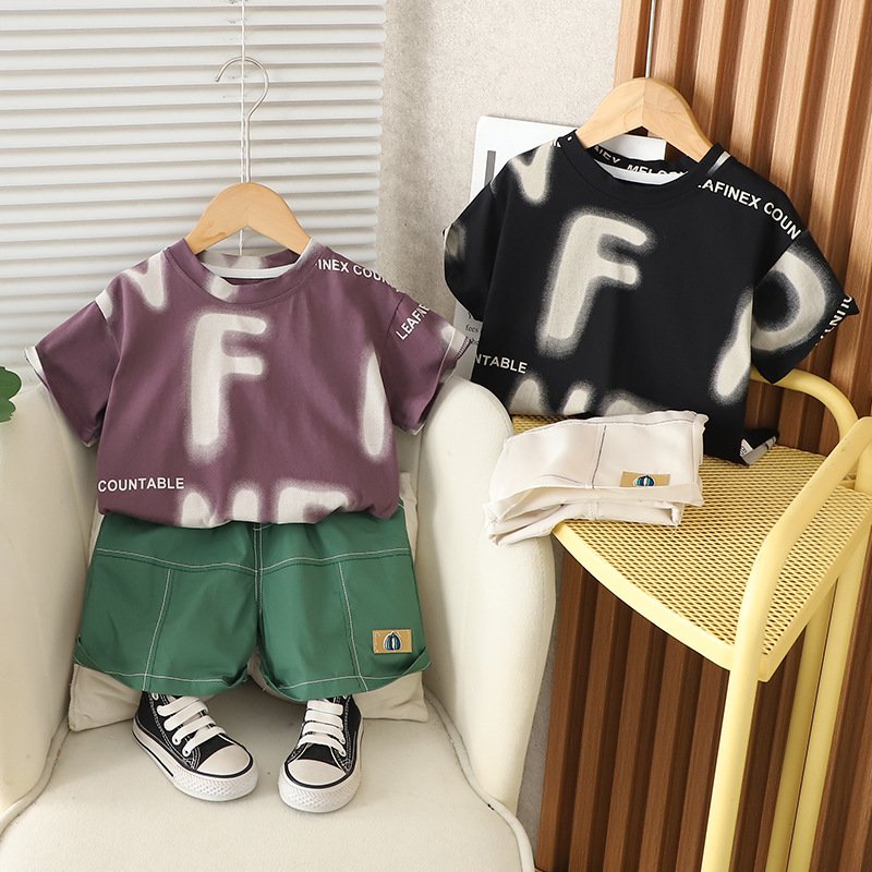 Boys Suits New Summer Children's Short Sleeved Clothes Baby Cool And Fashionable Children's Clothes