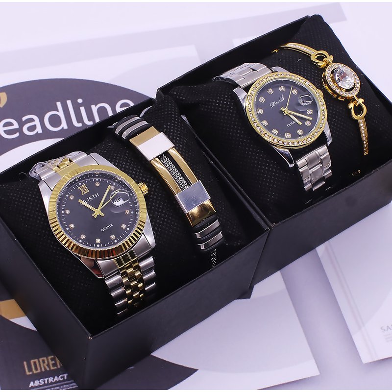 Couples Wrist Watch Set Couples Watch Men's And Women's Watch Bracelet Waterproof Quartz Watch