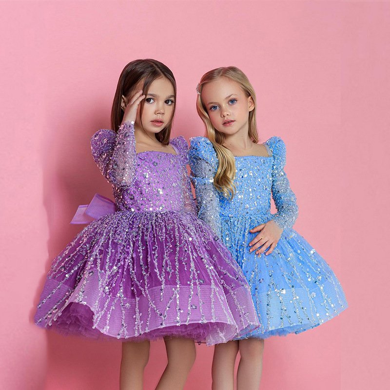 Kid's Clothing Children's Dress Princess Dress 2024 New Little Girl Sequined First Birthday Tutu Skirt