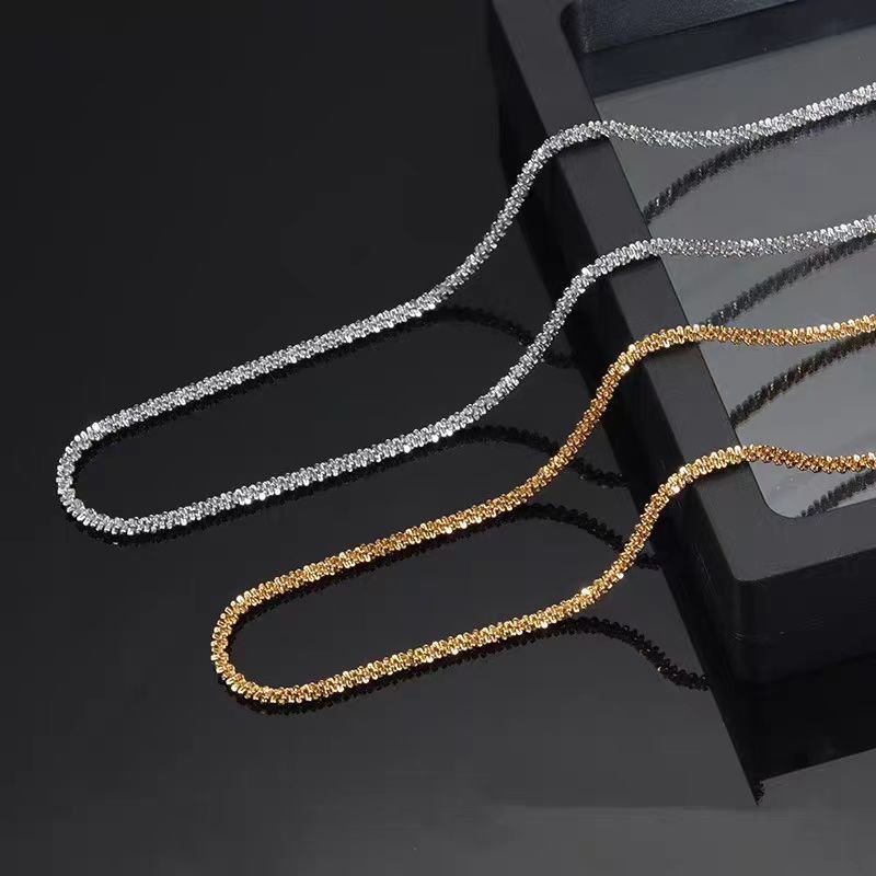 Ins light luxury niche starry sky galaxy sand necklace for men women, sparkling and simple plain bare collarbone chain