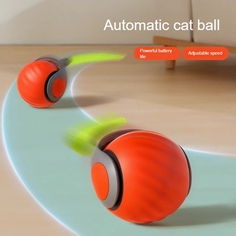 Interaktives Ballspielzeug Für Katzen, Automatischer Rollender Ball Mit Kunstschwanz, Wiederaufladbares USB-SmartElectric-Haustierspielzeug Für