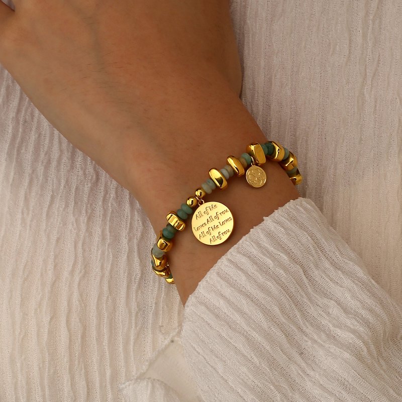 Bracelets & Bangles Simple Engraving To Express Love Bracelet Fashion High Grade Chalcedony Beads