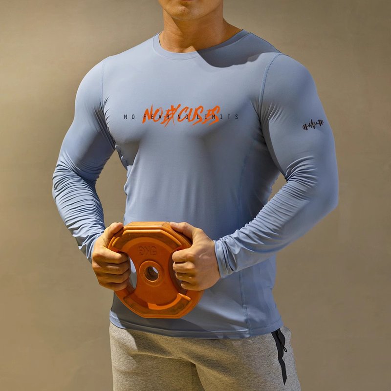 Men's Clothing compression clothing sweat absorbing quick drying long sleeved sports fitness high elastic running tights round neck bottom