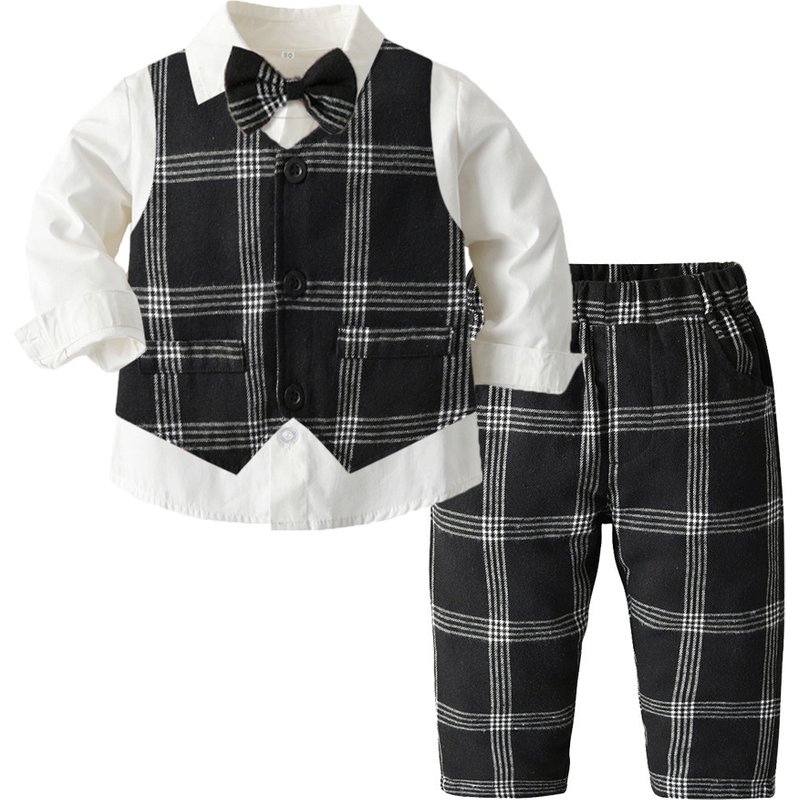 Baby clothes Boy Suit Suit Boy Handsome children Hipster Boy suit Stylish dress plaid suit