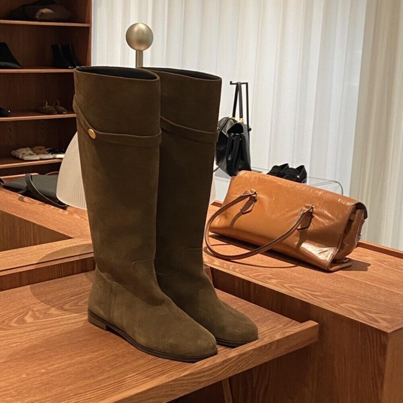 2024 Niche High Over-the-Knee Long For Women Genuine Leather Versatile Belt Buckle Martin Riding Boots