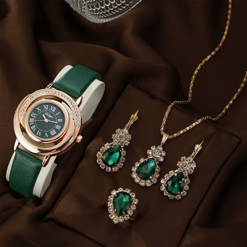 Unisex Accessories light luxury simple leather belt quartz watch female high end watch luxury jewelry set female