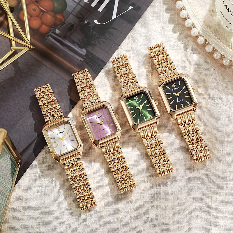 2024 New Light Luxury Steel Band Women's Female Student Fashion Simple Square Quartz Watch