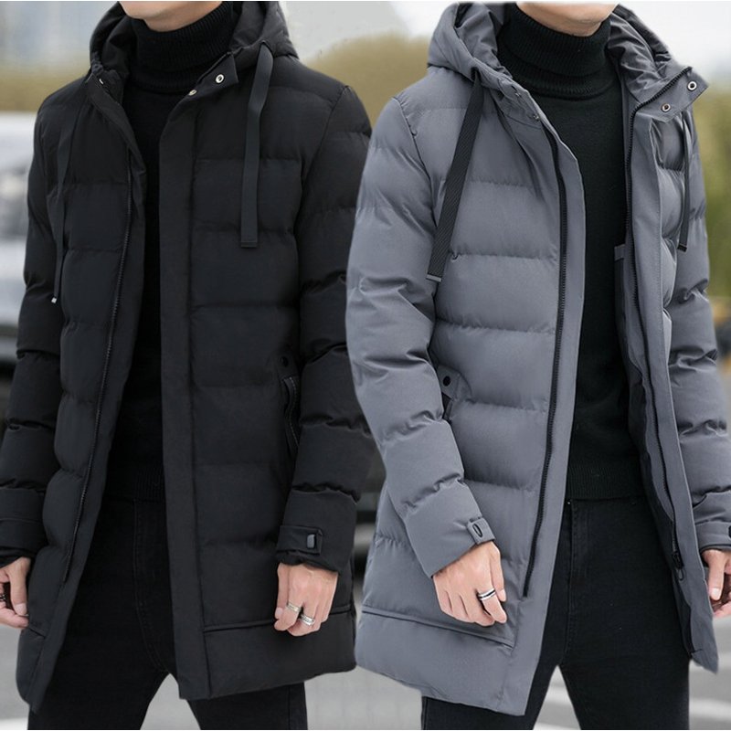 Men's Clothing Mid length cotton padded jacket hooded cotton padded jacket, 2023 winter new Silk cotton padded jacket long cotton padded jacket winter jacket